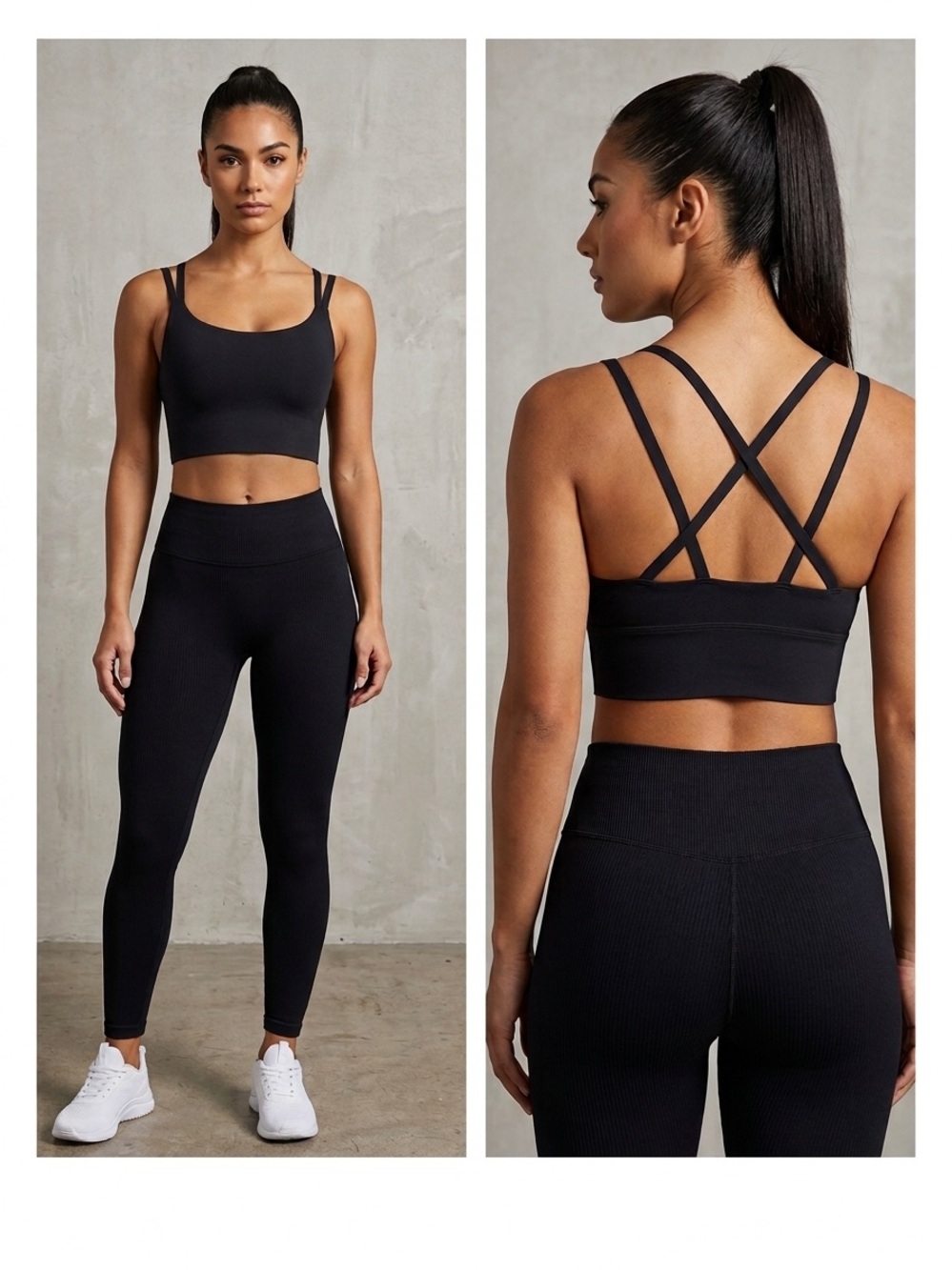 OFFLINE Aerie Real Me Hold Up Strappy Athletic Performance Sports Bra Black MDD